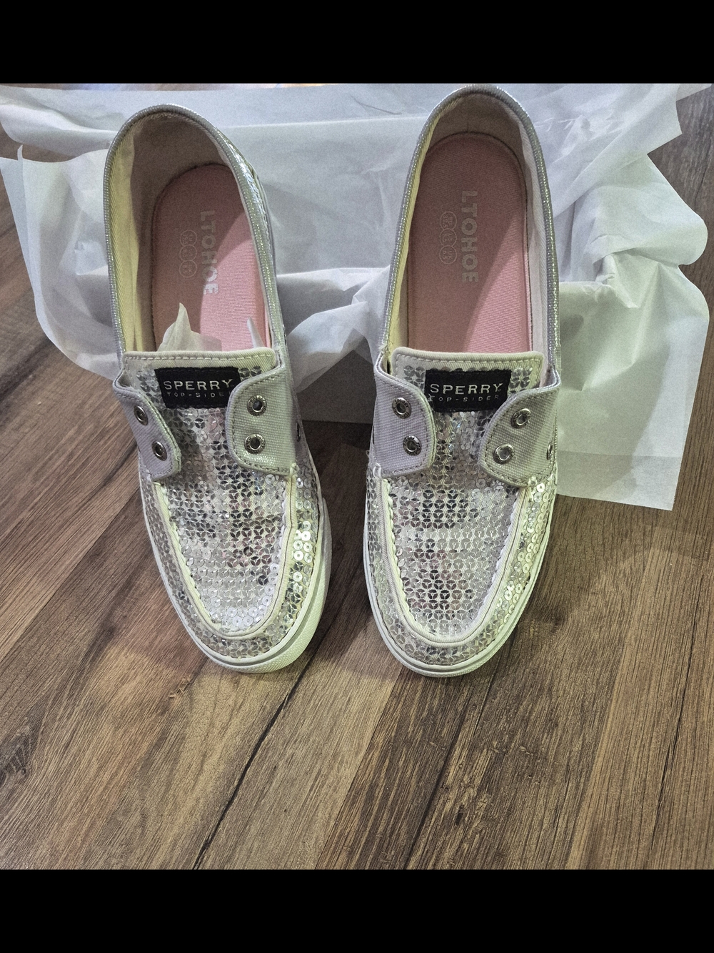 💥💥LIKE FOR 50% OFF! Sperry Silver Sequin Boat Shoes.  SEE DETAILS...